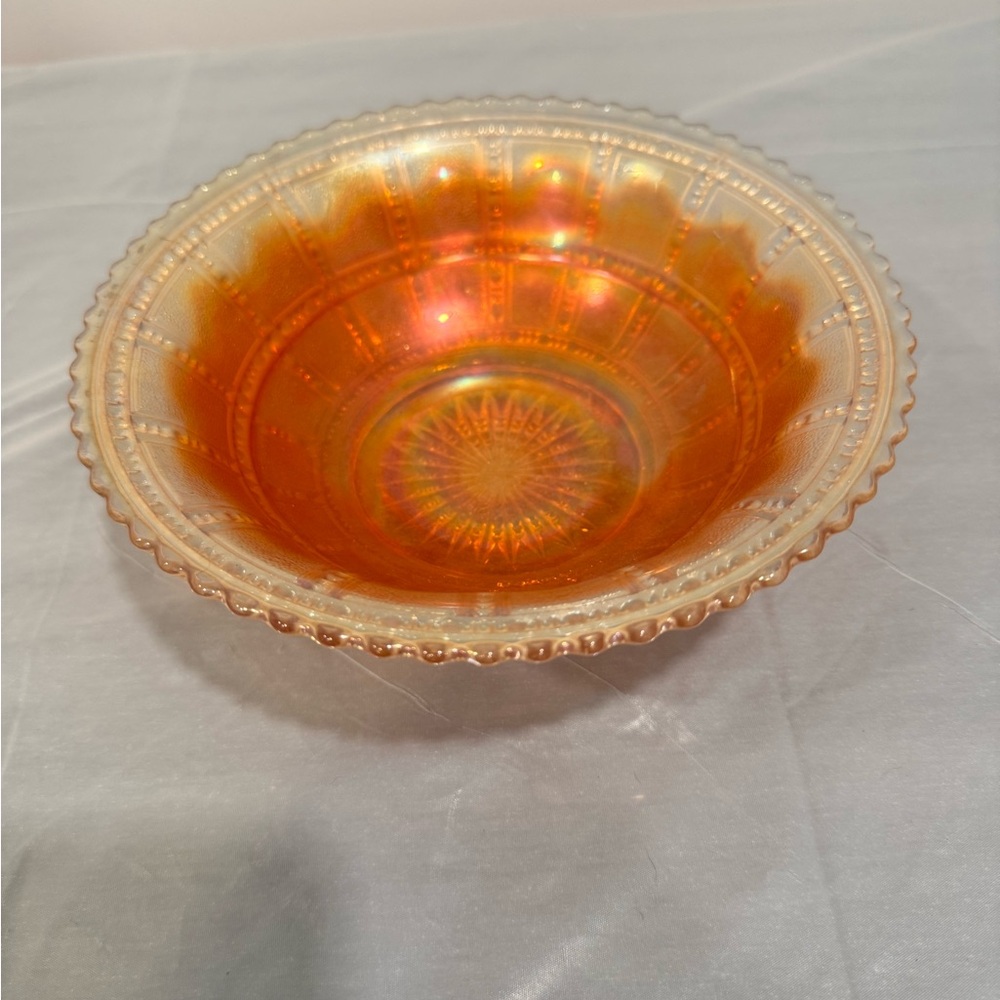 Vintage Carnival Glass Bowl Marigold Amber Iridescent